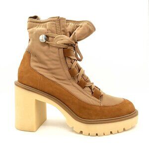NEW Dolce Vita Lace Up Boots Womens 10 Brown Chunky Modern Utility City Neutral